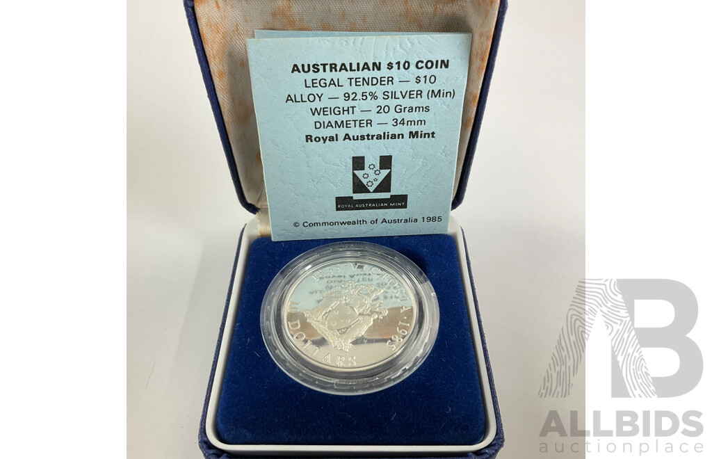 Australian 1985 Silver Proof Ten Dollar Coin, State Series Victoria .925