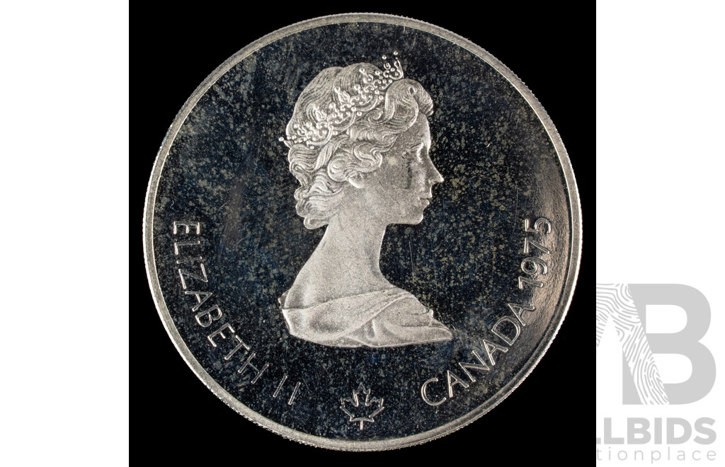 Canada 1975 Silver Five Dollar Coin, 1976 Olympics, Montreal Marathon .925