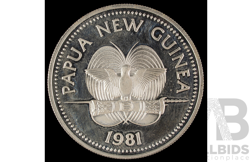 Papua New Guinea 1981 Silver Five Kina Coin, International Year of the Child .500