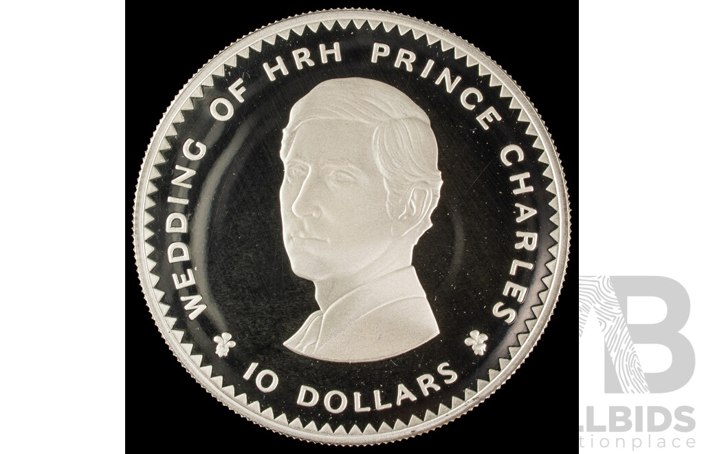 Fiji RAM 1981 Silver Ten Dollar Coin, Wedding of Prince Charles .925