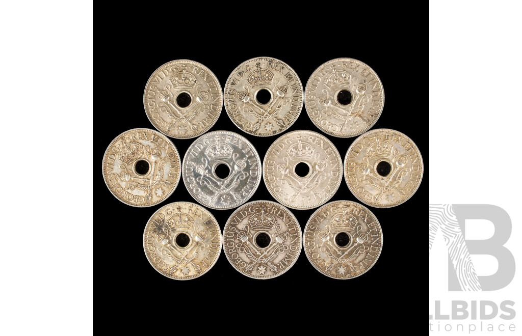 Ten Papua New Guinea 1945 Silver Shillings .925