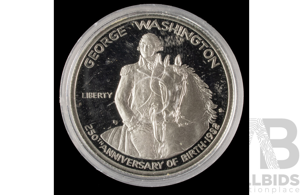 USA 1982 Silver Half Dollar, George Washington, 250 Anniversary of Birth .900