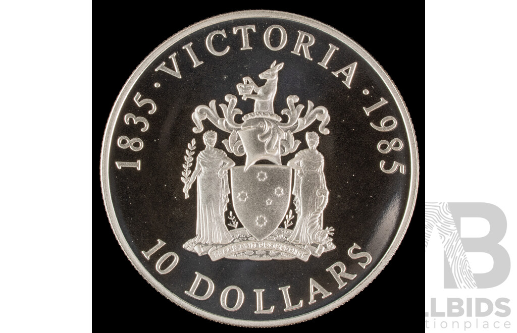 Australian 1985 Silver Proof Ten Dollar Coin, State Series Victoria .925