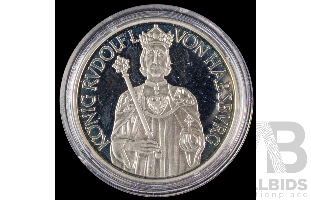 Austrian 1991 Silver One Hundred Schilling Coin, Millennium Series 996-1996 .900