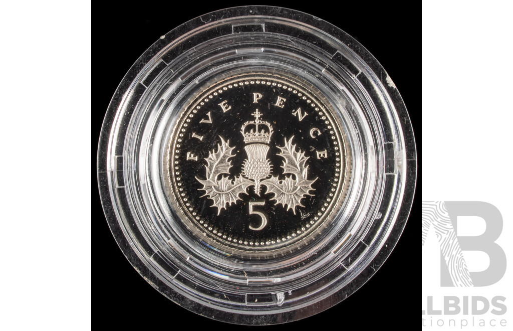 United Kingdom Royal Mint 1990 Silver Proof Five Pence Coin .925