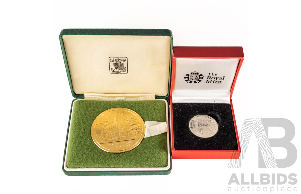 United Kingdom 1981 Twenty Five New Pence and Medallion, Prince of Wales and Lady Diana Spencer Wedding, Royal Mint QE2 Diamond Jubilee and HM Tower of London Medallion, Two 2011 Prince William and Catherine Middleton Wedding Medallions
