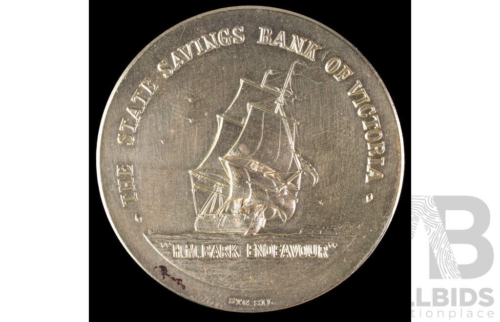Australian 1970 State Savings Bank of Victoria Silver Medal, 1770-1970 Captain James Cook Bicentenary .925