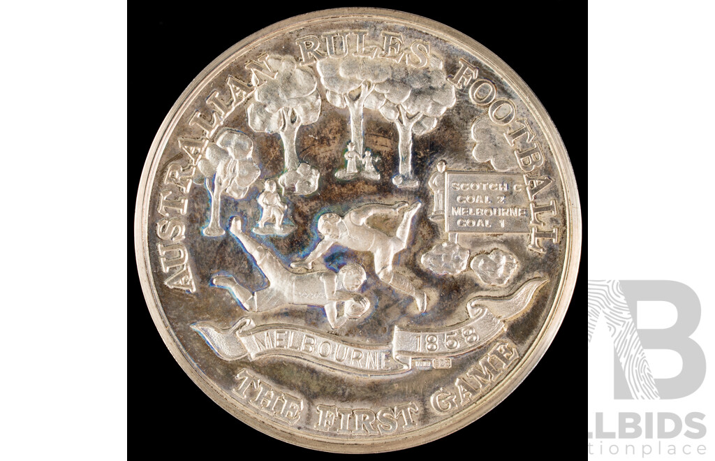 Milestone Memories Australian Rules Football, the First Game Silver Medal .925