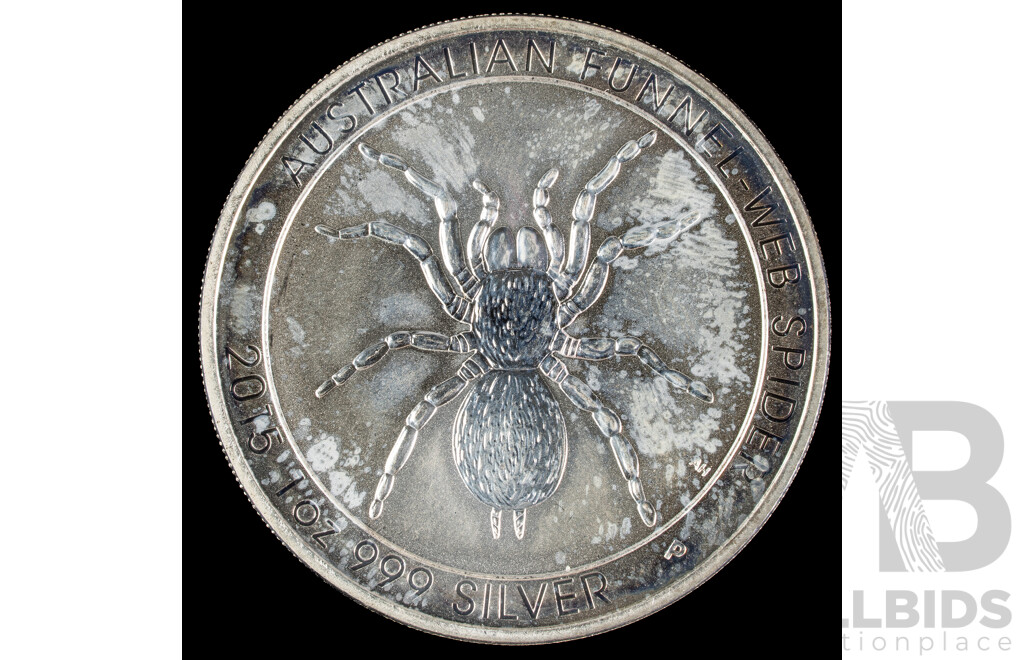 Australian 2015 Silver One Dollar Coin, Funnel Web Spider .999