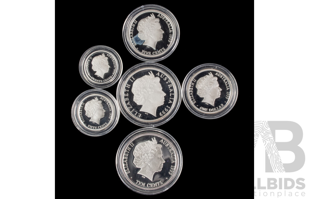 Australian 1999 Masterpieces in Silver Six Coin Set .999