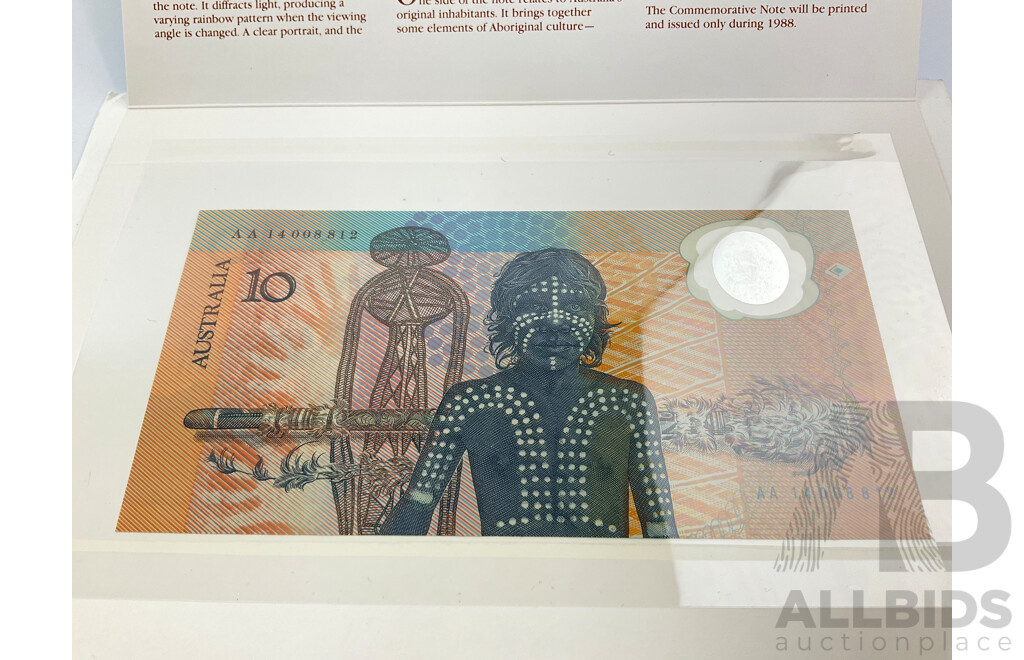 Australian 1988 Ten Dollar Note, Bicentennial Commemorative AA 14008812