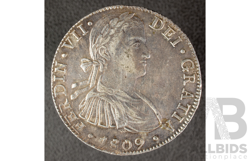 Mexico 1809 Silver Eight Reales Coin, Ferdinand VII  .903