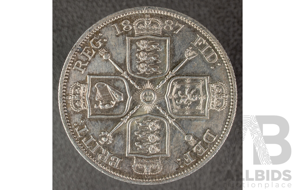 Great Britain 1887 QV Silver Two Florin Coin  .925