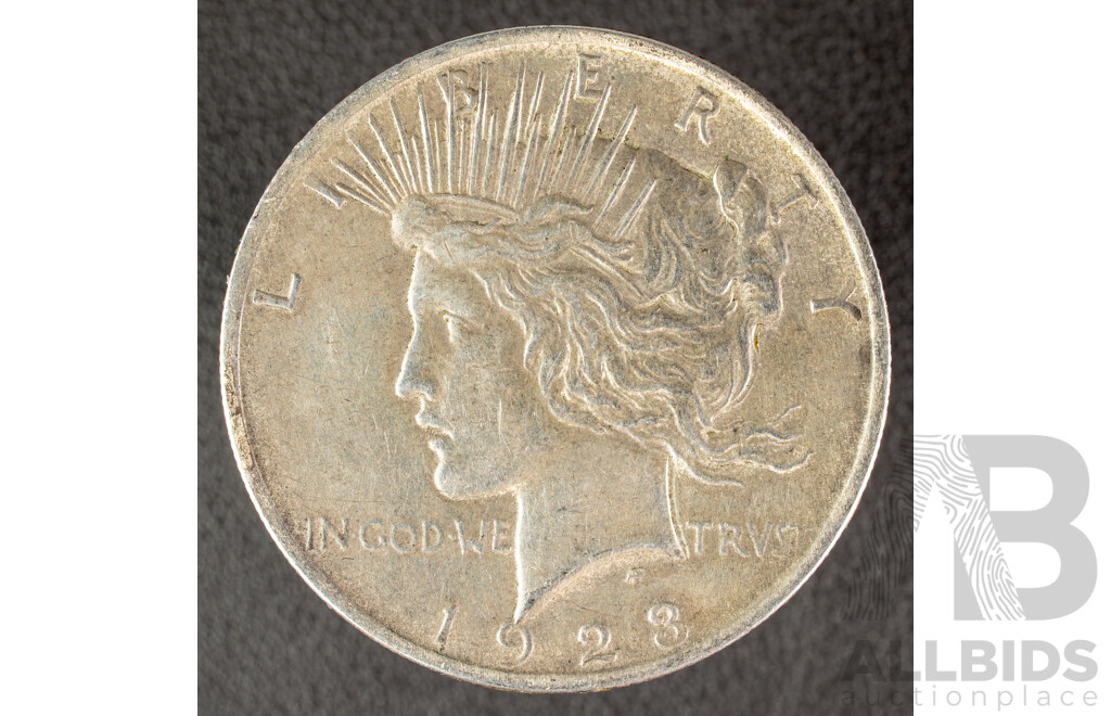 USA 1923 Silver Peace Dollar, Philadelphia Mint .900