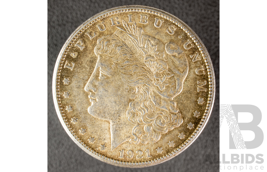 USA 1921 Silver Morgan Dollar, San Francisco Mint .900