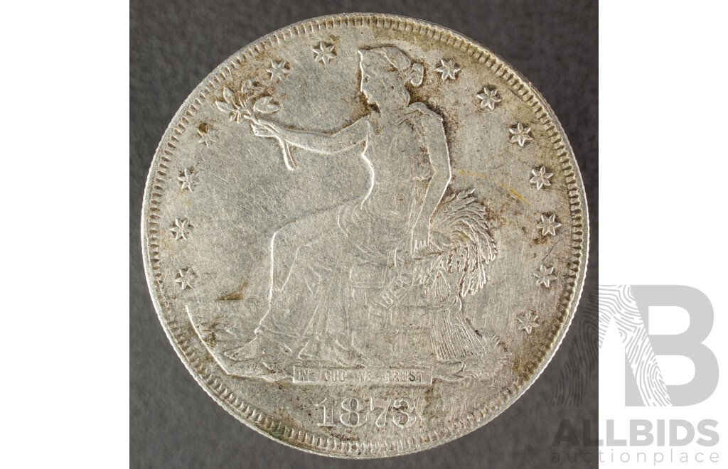 USA 1873 Silver Trade Dollar, San Francisco Mint .900