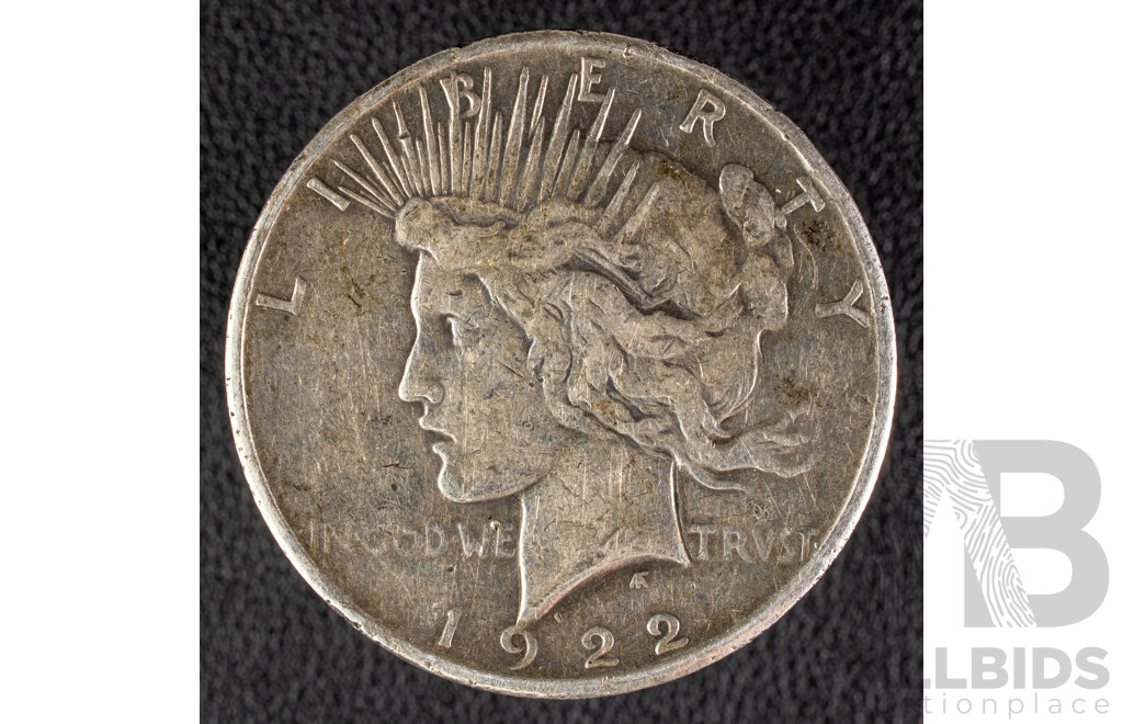 USA 1922 Silver Peace Dollar, San Francisco Mint .900