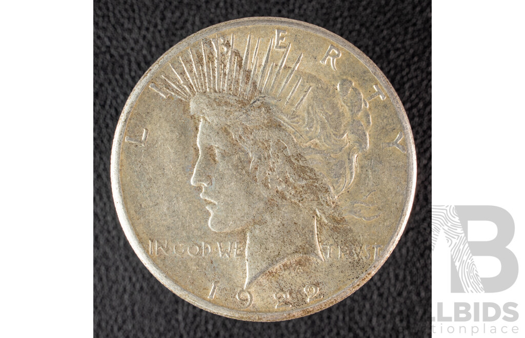 USA 1922 Silver Peace Dollar, San Francisco Mint .900