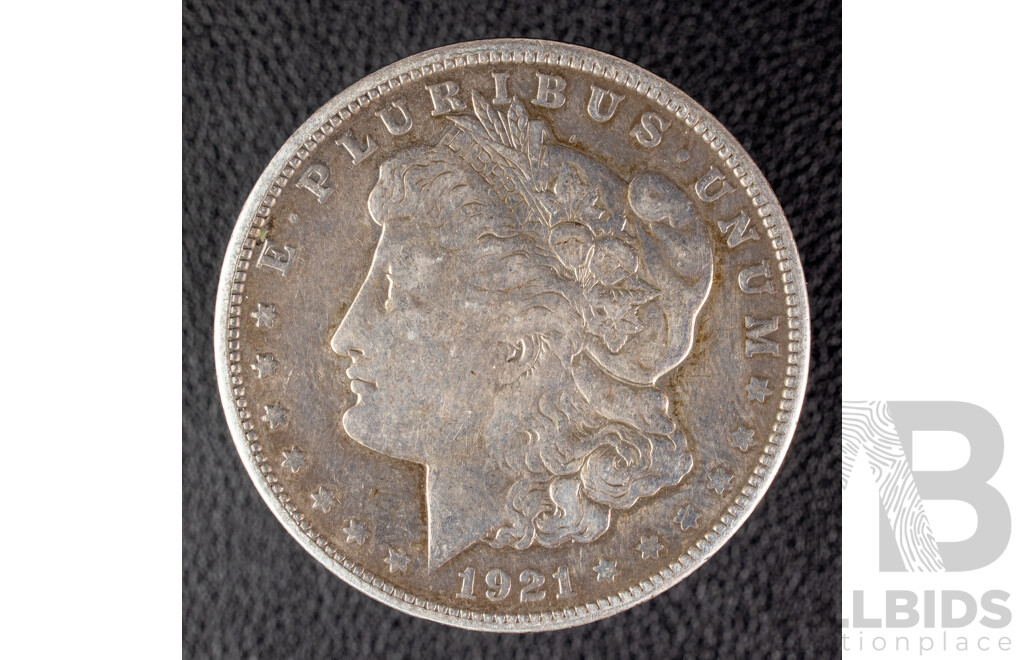USA 1921 Silver Morgan Dollar, San Fransisco Mint .900