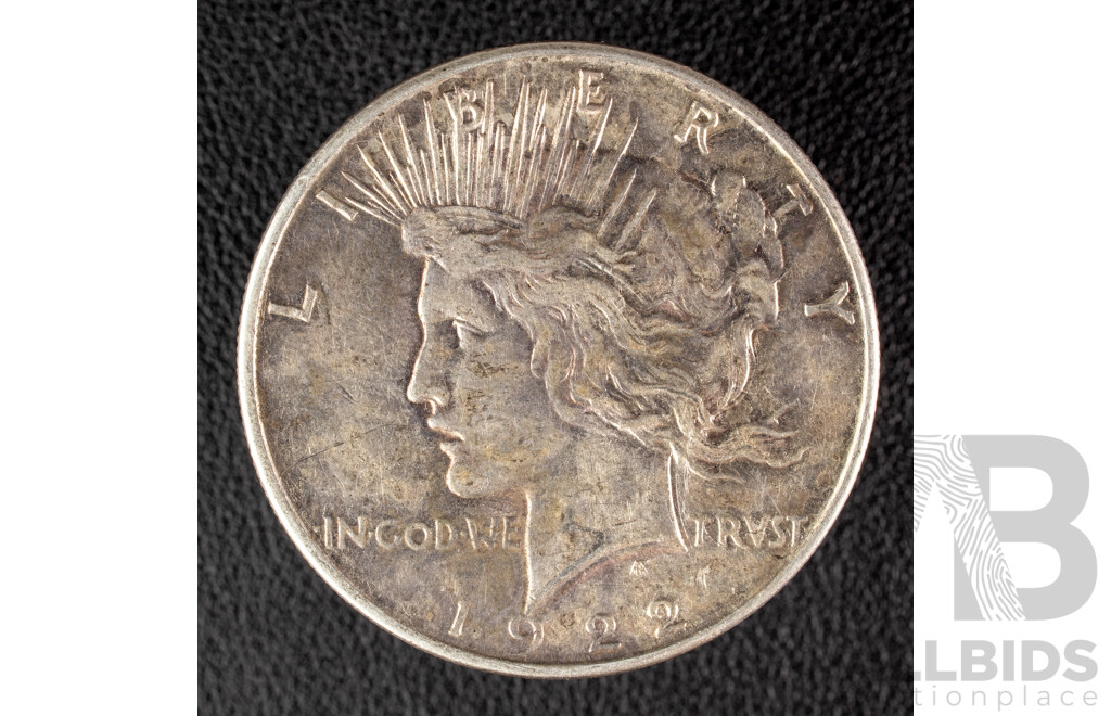 USA 1922 Silver Peace Dollar, Philadelphia Mint .900