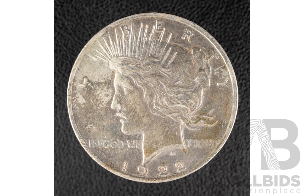 USA 1922 Silver Peace Dollar, Philadelphia Mint .900