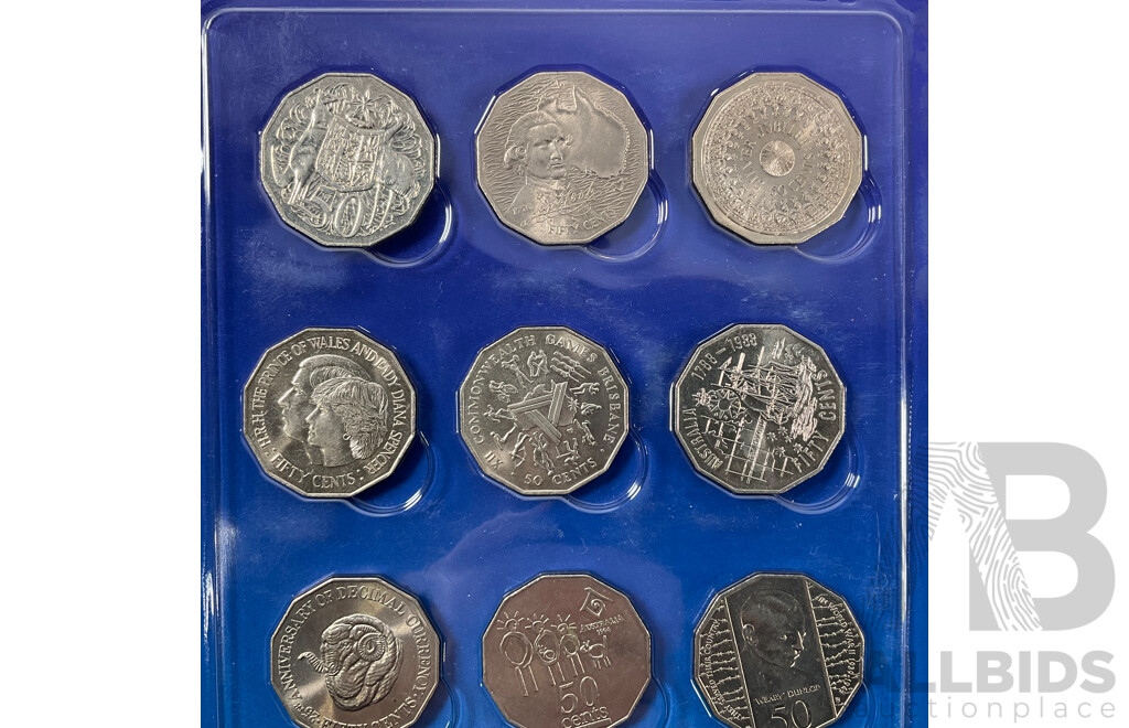 Australian Scholastic Fifty Cent Coin Collection and Folder Including 2001 Federation Set
