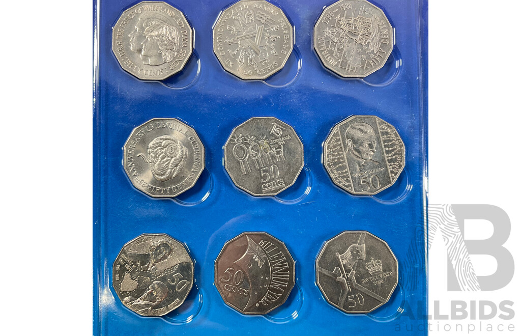 Australian Scholastic Fifty Cent Coin Collection and Folder Including 2001 Federation Set