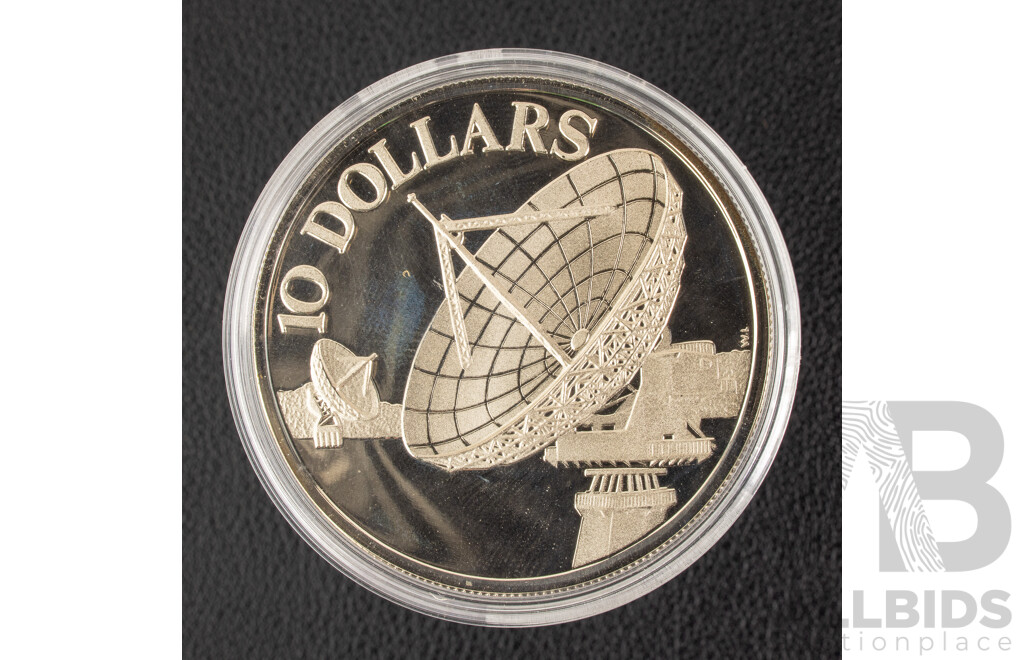 Singapore 1978 Silver Proof Ten Dollar Coin, Communication Satellite .500