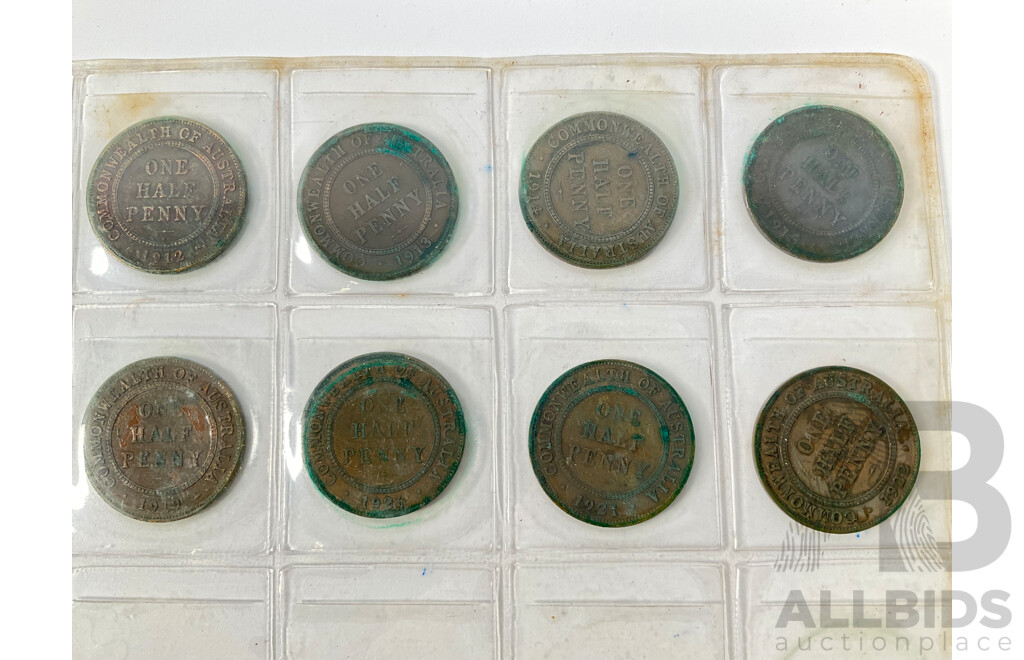 Collection of Australian Half Pennies, Examples Spanning 1911 to 1964