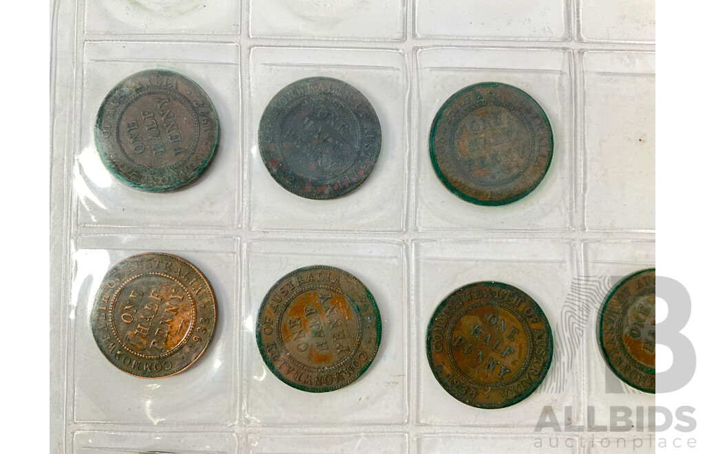 Collection of Australian Half Pennies, Examples Spanning 1911 to 1964