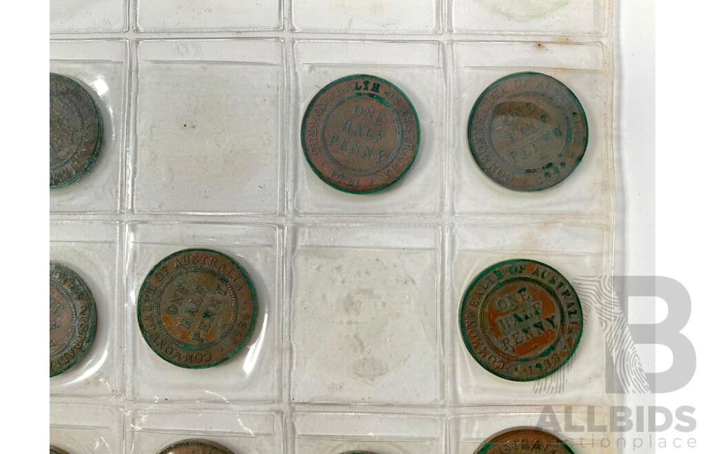 Collection of Australian Half Pennies, Examples Spanning 1911 to 1964