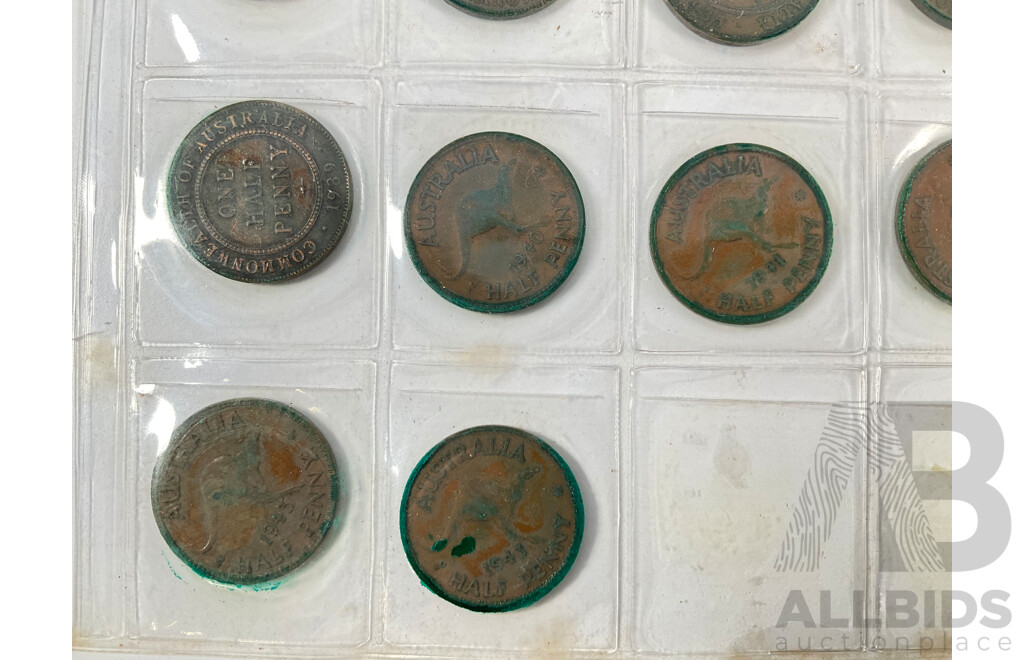 Collection of Australian Half Pennies, Examples Spanning 1911 to 1964