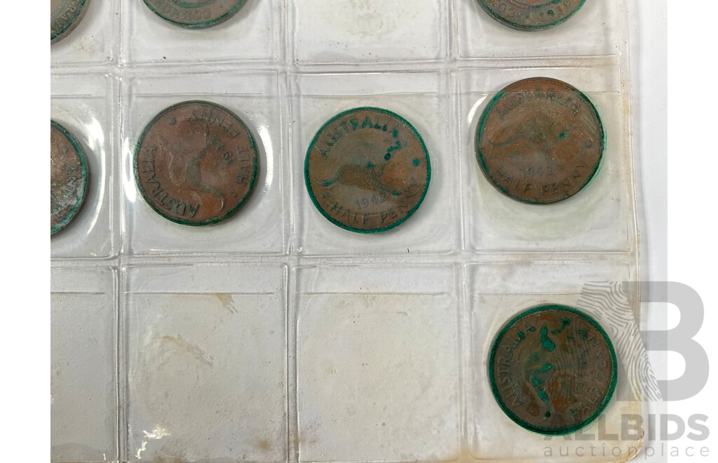Collection of Australian Half Pennies, Examples Spanning 1911 to 1964