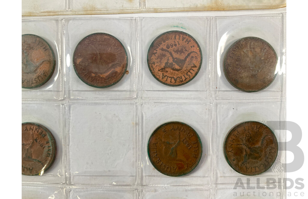 Collection of Australian Half Pennies, Examples Spanning 1911 to 1964