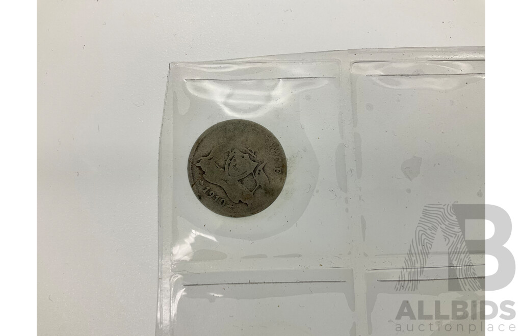 Collection of Australian KGV Sixpence, Including Years 1910, 1914, 1918, 1923, 1925(2) 1926, 1928(2) 1934, 1936  .925
