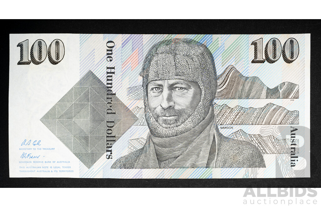 Australian 1992 One Hundred Dollar Note Fraser/Cole R613L Last Paper Note ZLD 073181