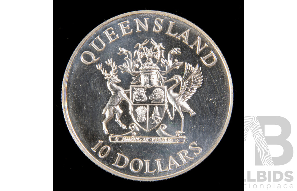 Australian 1989 Silver Ten Dollar Coin, State Series, Queensland .925