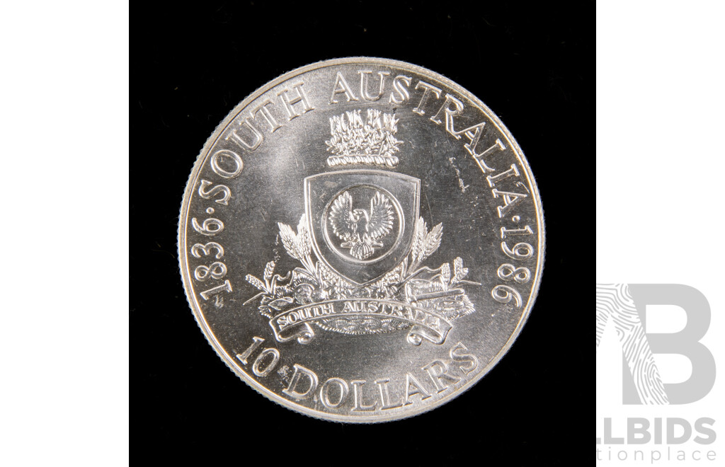 Australian 1986 Silver Ten Dollar Coin, State Series, South Australia .925