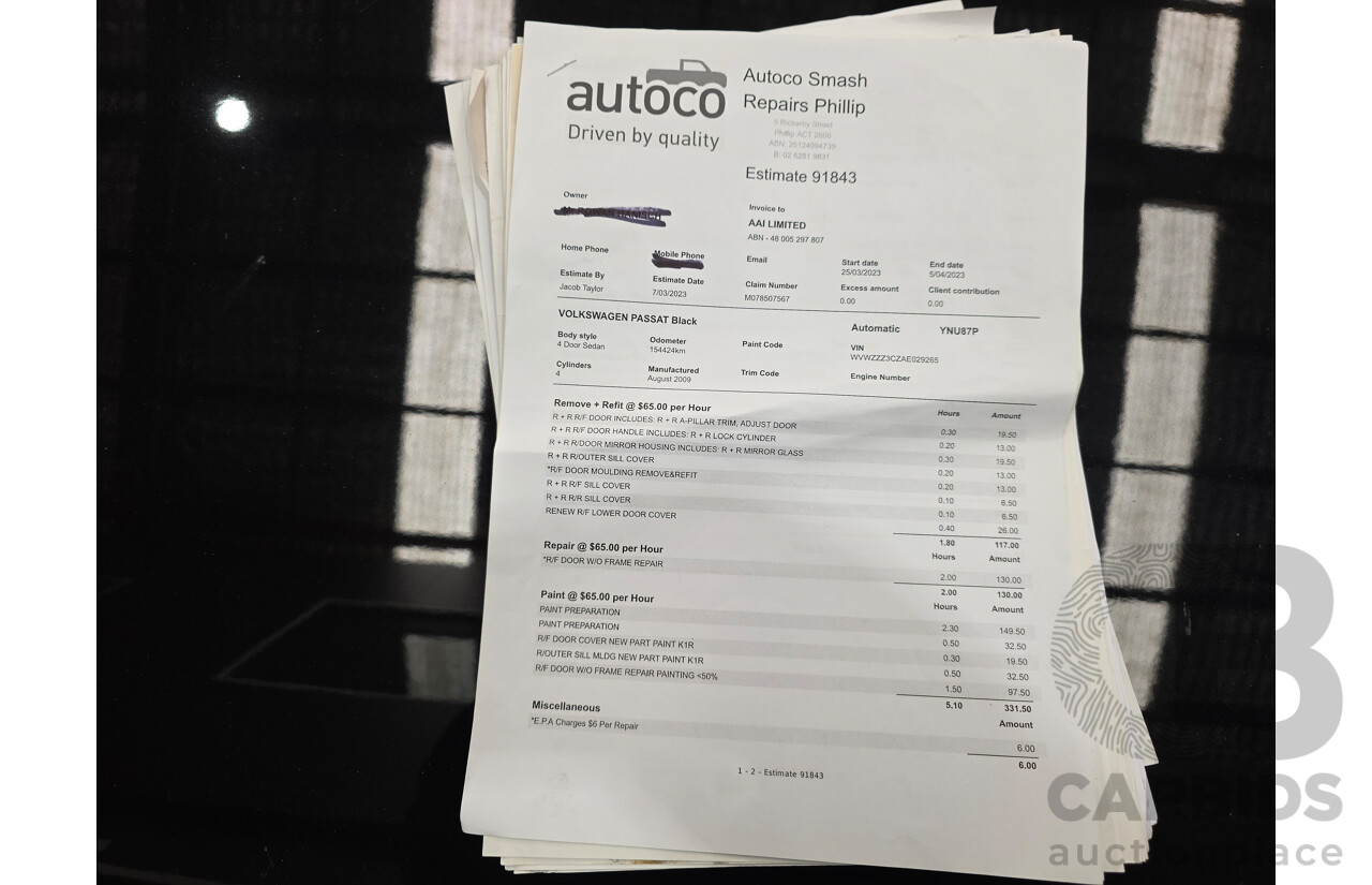 10/2009 Volkswagen Passat R36 (AWD) 3C MY09 UPGRADE 4d Sedan Deep Black Turbo 3.6L