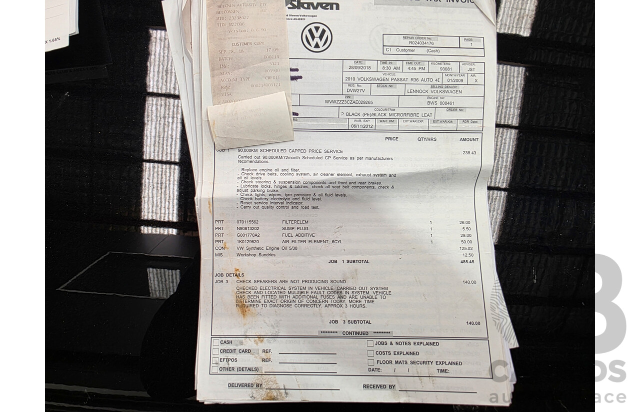 10/2009 Volkswagen Passat R36 (AWD) 3C MY09 UPGRADE 4d Sedan Deep Black Turbo 3.6L