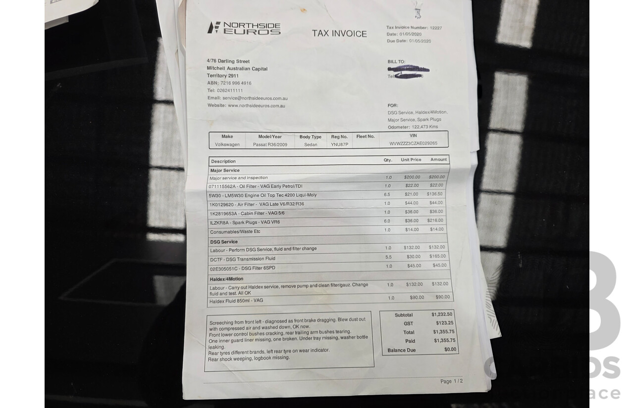 10/2009 Volkswagen Passat R36 (AWD) 3C MY09 UPGRADE 4d Sedan Deep Black Turbo 3.6L