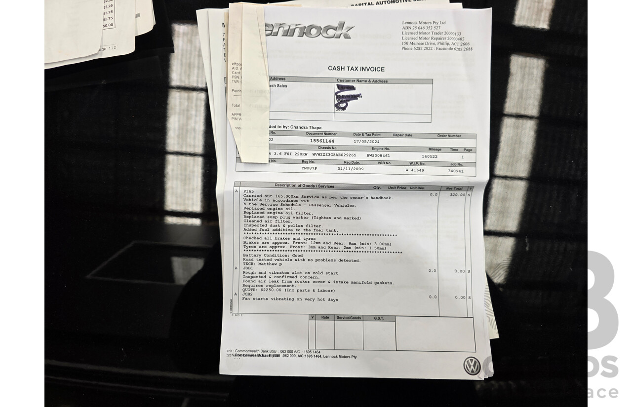 10/2009 Volkswagen Passat R36 (AWD) 3C MY09 UPGRADE 4d Sedan Deep Black Turbo 3.6L