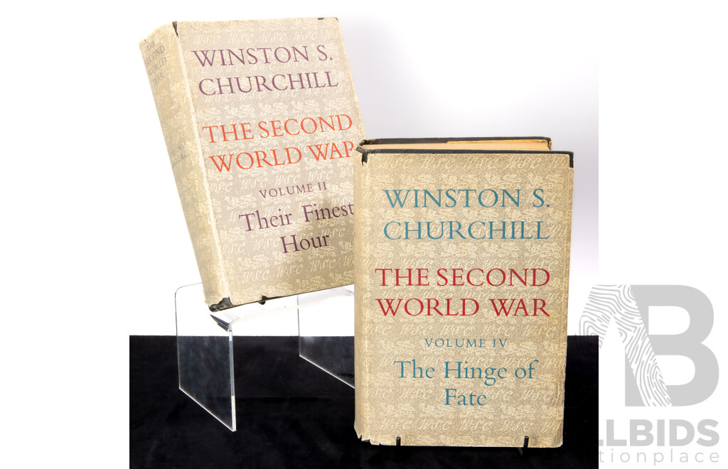 Winston S Churchill, The Second World War, Volumes II & IV, Cassel & Co, First Australian Editions, Hardcovers with Dust Jackets