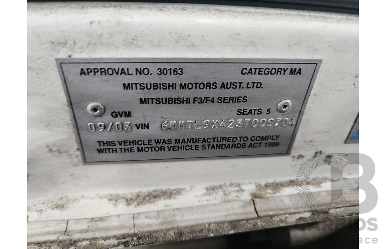 9/2003 Mitsubishi Magna Sports AWD TJ 4d Sedan White 3.5L