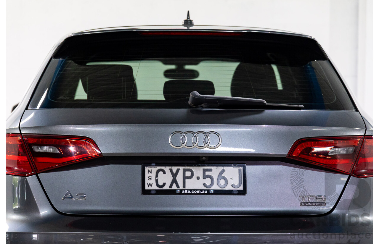 2/2015 Audi A3 Sportback S-Line 1.8 TFSI Quattro (AWD) Ambition 8V MY15 5d Hatchback Daytona Grey Pearl Turbo 1.8L