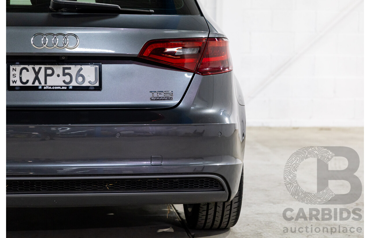 2/2015 Audi A3 Sportback S-Line 1.8 TFSI Quattro (AWD) Ambition 8V MY15 5d Hatchback Daytona Grey Pearl Turbo 1.8L