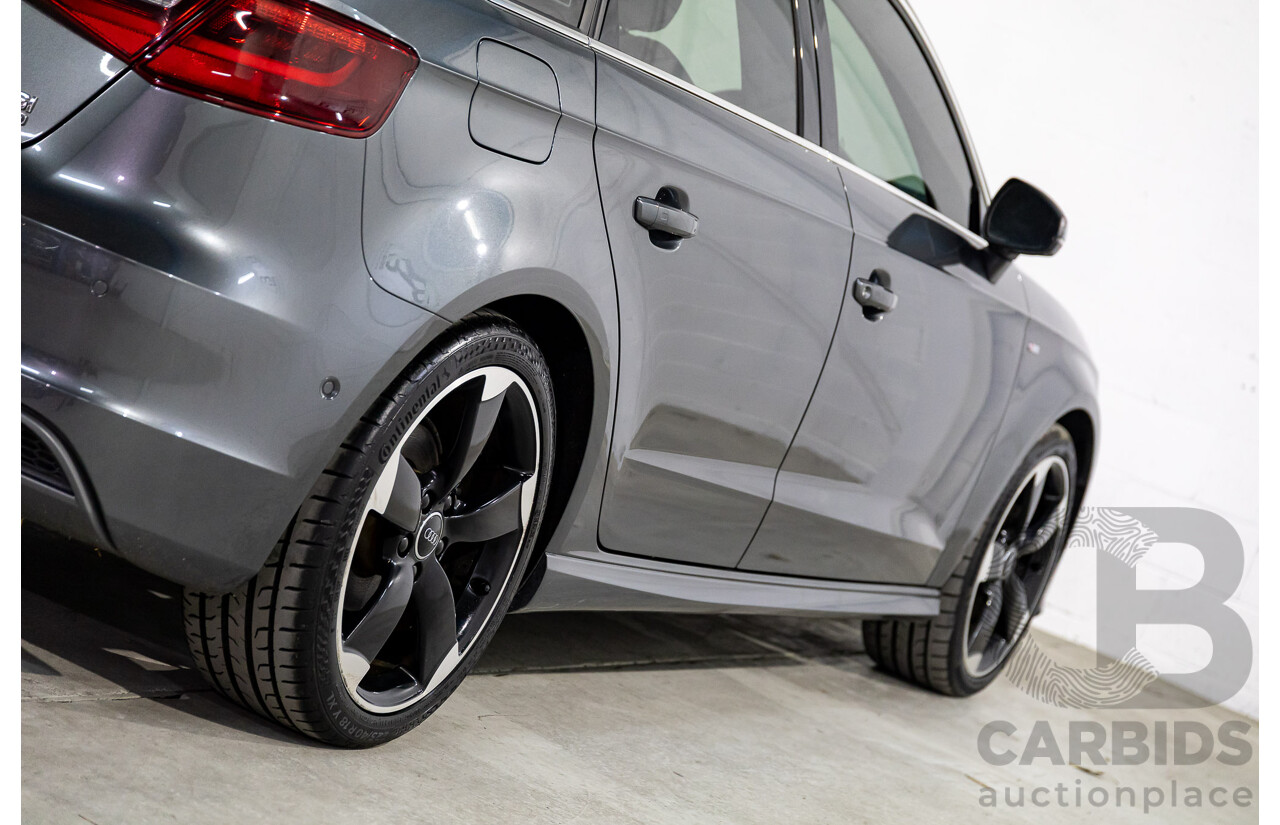 2/2015 Audi A3 Sportback S-Line 1.8 TFSI Quattro (AWD) Ambition 8V MY15 5d Hatchback Daytona Grey Pearl Turbo 1.8L