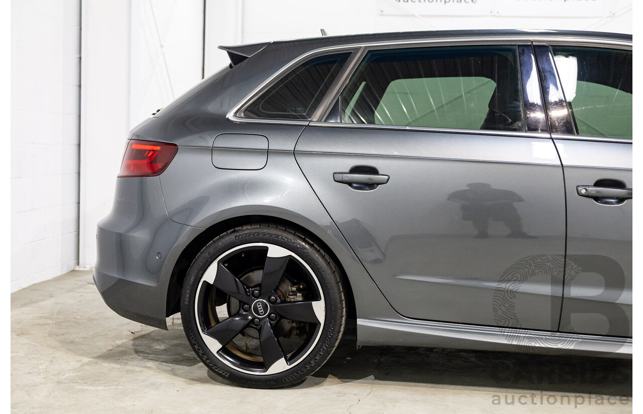 2/2015 Audi A3 Sportback S-Line 1.8 TFSI Quattro (AWD) Ambition 8V MY15 5d Hatchback Daytona Grey Pearl Turbo 1.8L