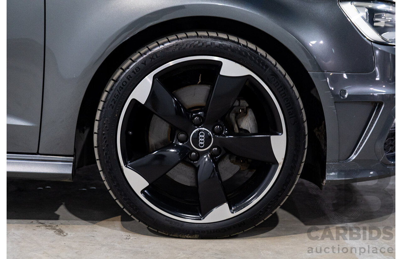 2/2015 Audi A3 Sportback S-Line 1.8 TFSI Quattro (AWD) Ambition 8V MY15 5d Hatchback Daytona Grey Pearl Turbo 1.8L