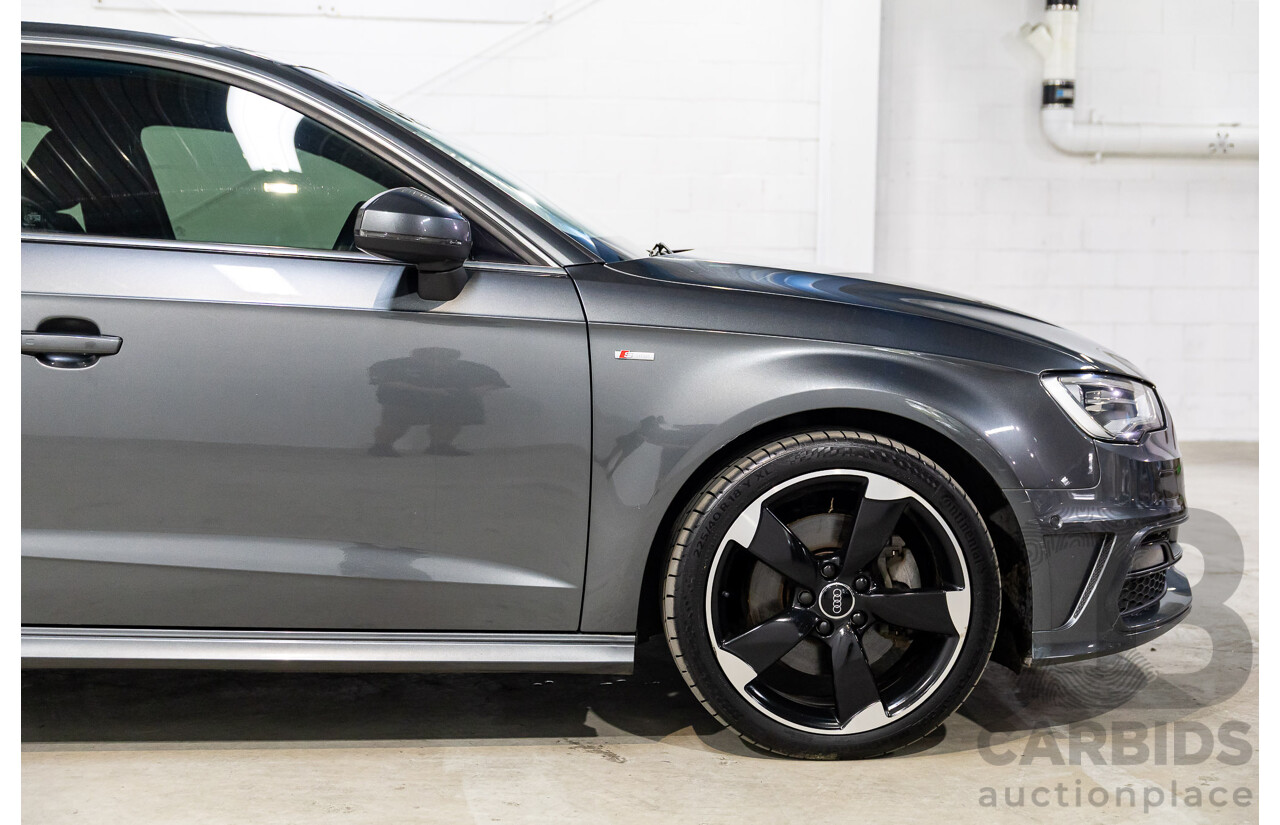 2/2015 Audi A3 Sportback S-Line 1.8 TFSI Quattro (AWD) Ambition 8V MY15 5d Hatchback Daytona Grey Pearl Turbo 1.8L
